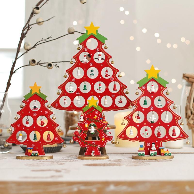 Деревянное украшение на стол в виде рождественской елки, сделай сам, мини-украшения для рождественской елки, украшение для витрины, рождественские украшения