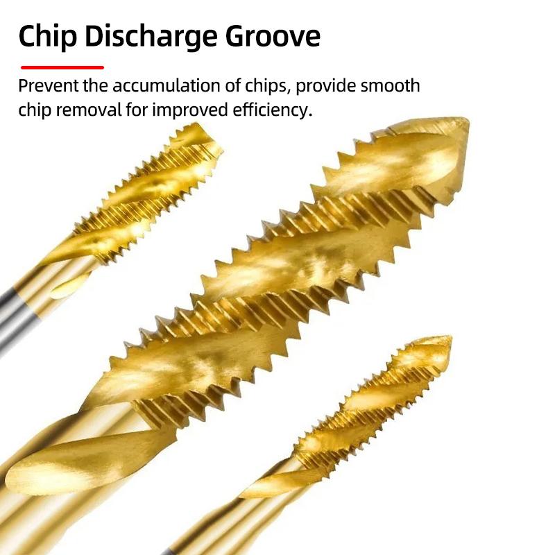 HSS Sprial Thread Tap Titanium Coated Metric SAE Screw Tap Drill Bits M3-M8 Or M2-M12 Machine Plug Tap Threading Tool Hand Tools