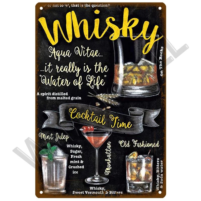 Tin Sign Decor Cocktail Metal Sign Plaque Metal Plate Vintage Iron Poster Wall Art Painting For Pub Club Man Cave Bar Decoration