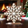Yousheng Wooden Snowflake Christmas Ornament Double-Layer 3D Design Hexagonal Shape Statue with Stable Base Table Decor