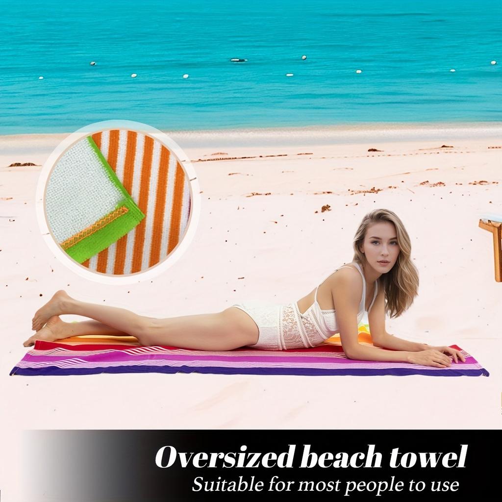 90*170 Cm Oversized Rainbow Stripe Beach Towel - Soft, Absorbent, Versatile Towel with A Strong Wrap for The Beach and Pool - Tropical Style