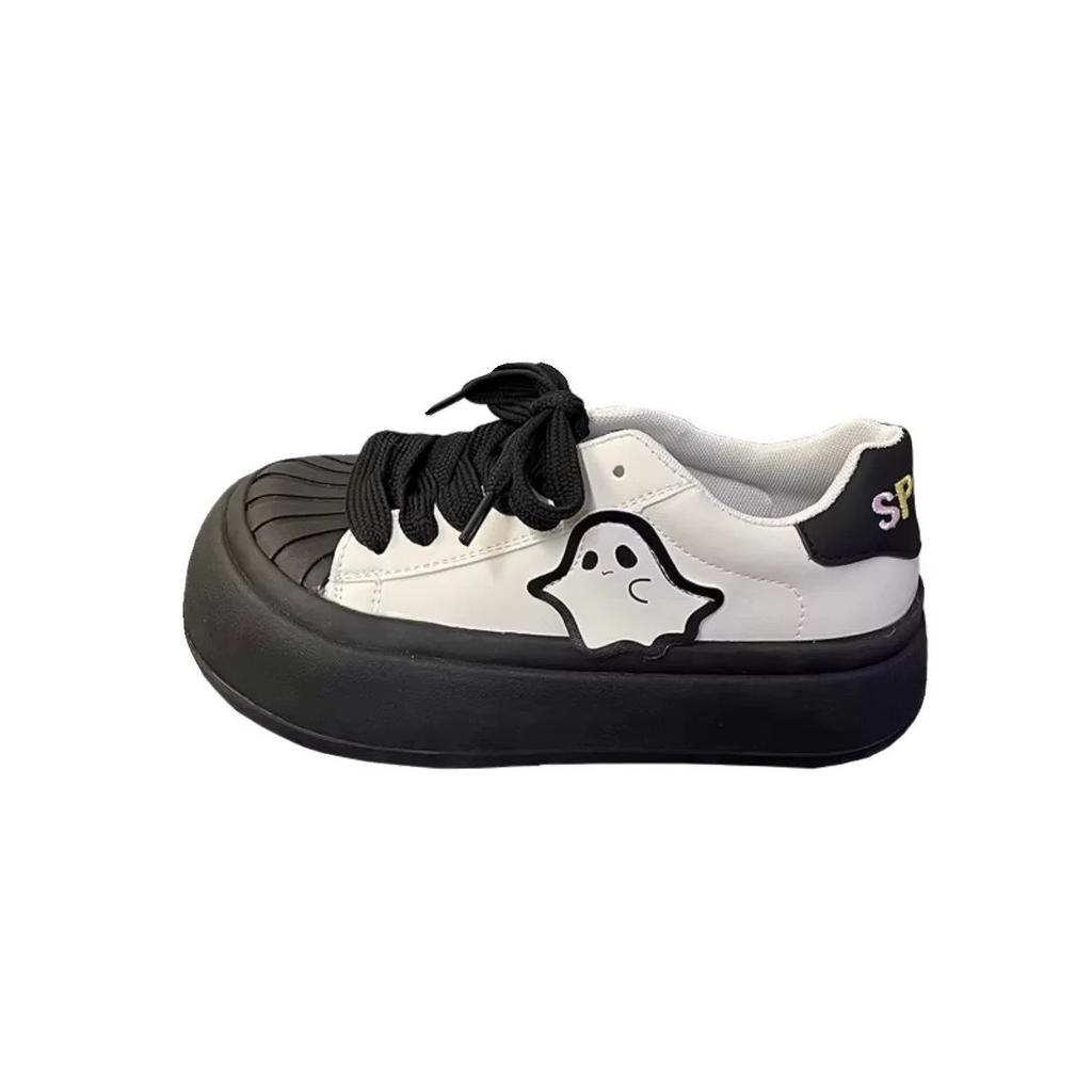 Casual versatile heightening platform white shoes women's 2025 new spring and autumn low-top shell head retro sports board shoes