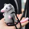 Hand woven Possum Car Charm Pendant Cute Mouse funny Handmade Knitted Possum auto Rearview Mirror Ornament Accessories