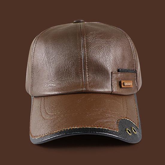 Осенне-зимняя бейсболка из искусственной кожи, дышащая, с металлическими люверсами, дизайн color-blocking, универсальный повседневный стиль, бейсболка