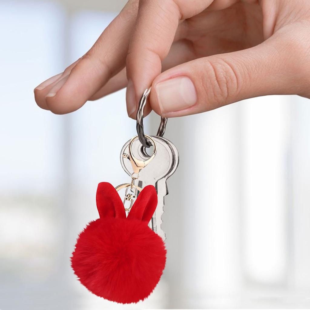 8CM-Light Gold-3cm Super Cute Rabbit Ears Ball Keychain Pendant Plush Pendant Imitation Bag Accessories Small Pendant