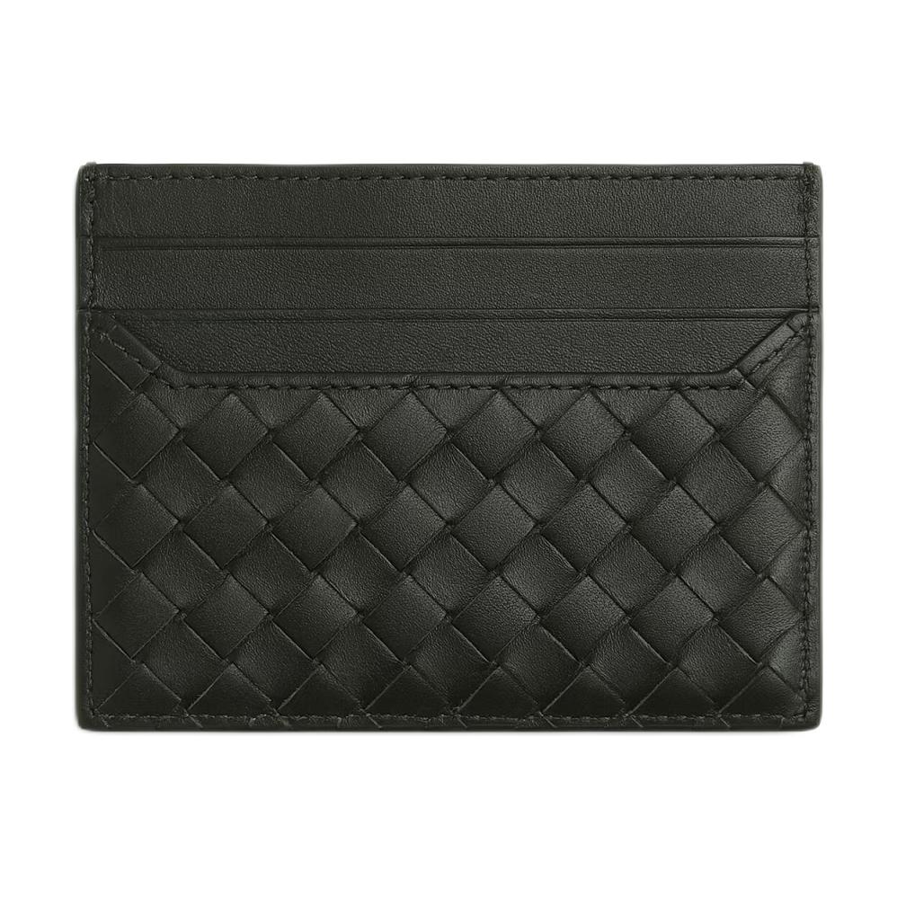 Bottega Veneta Плетеный Держатель для карт из телячьей кожи Мужской Держатель для карт Темно-зеленый 817397V4LQ13009
