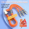 6A 120W Data Cable 3 In 1 Super Fast Charging Cable Type C Micro USB Charger Cable for Smartphones