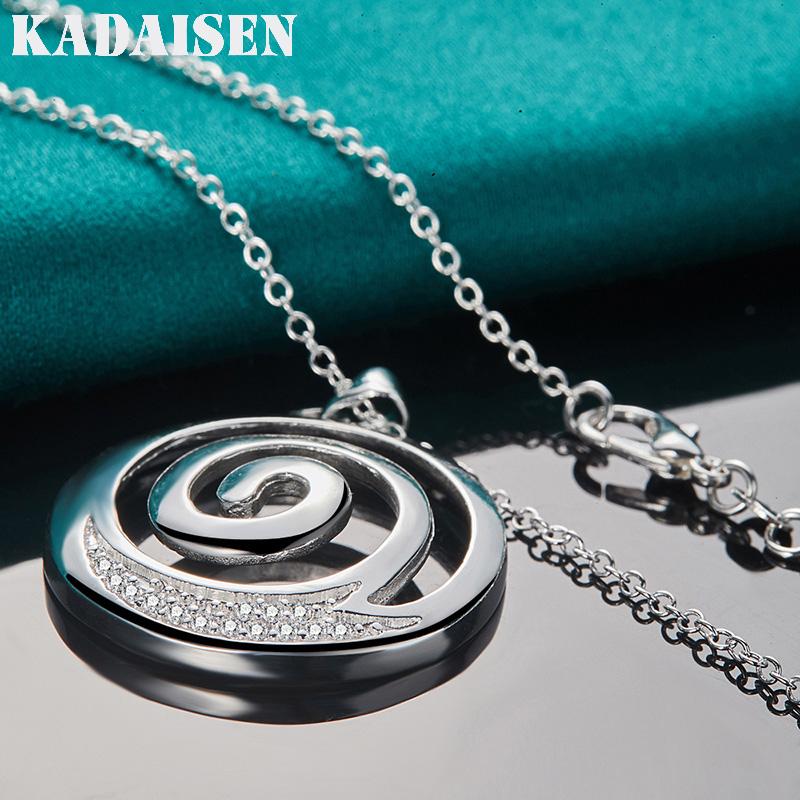 925 Sterling Silver Swirl 16-30 Inch Pendant Necklace for Women Fashion Wedding Engagement Gift Jewelry