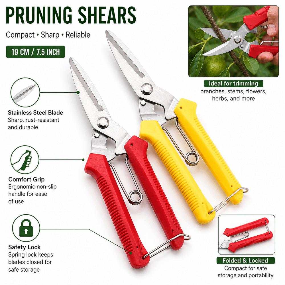 Stainless Steel Gardening Pruning Shears Precision Cutting Hand Pruner Branch Shears Fruit Tree