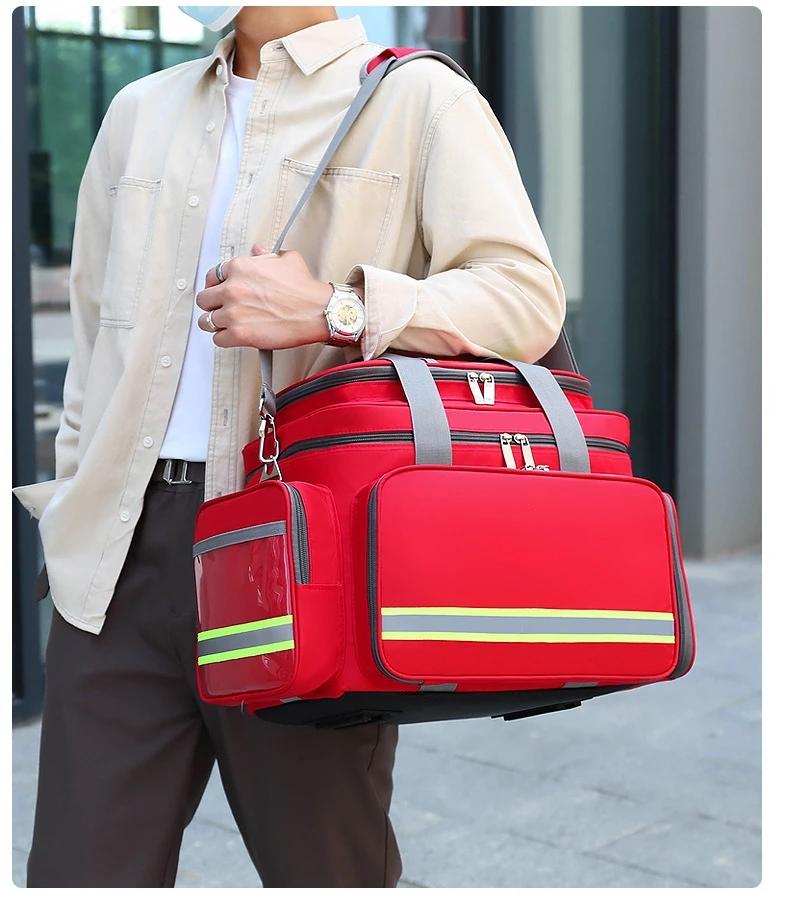 Медицинская сумка для оказания первой помощи на открытом воздухе, аварийно-спасательная сумка большой вместимости, пустые водонепроницаемые светоотражающие оксфордские дорожные сумки с несколькими карманами 6