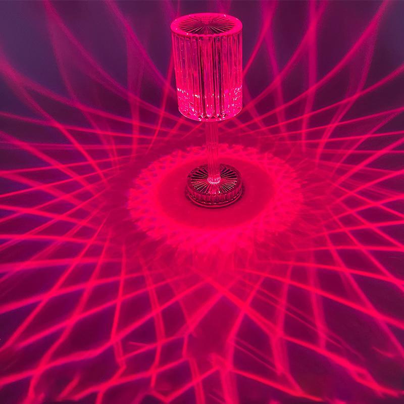 Настольная лампа с кристаллами и бриллиантами, цветной светильник RGB с сенсорным управлением, романтический светильник для спальни, акриловый перезаряжаемый USB ночник, проекционный светильник