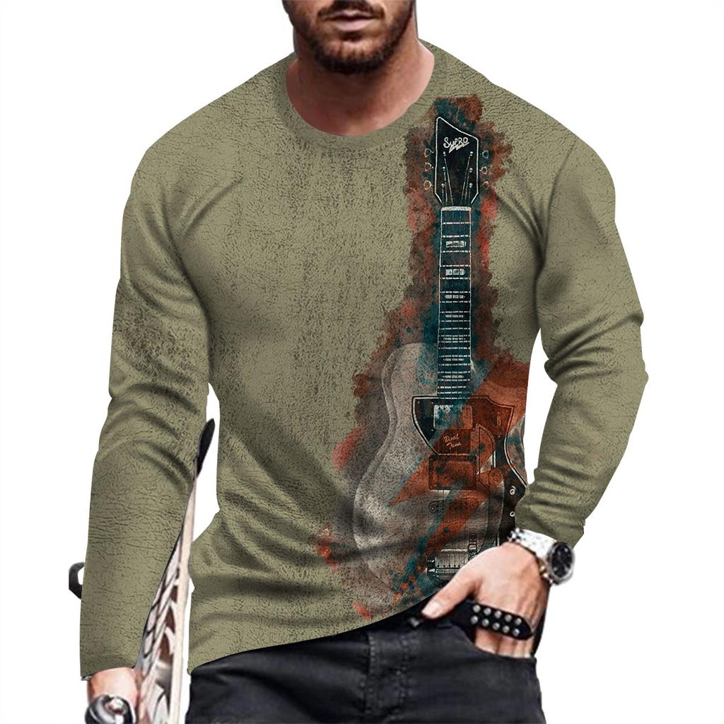 Осенне-весенняя мужская футболка с длинным рукавом и принтом