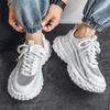 Men's Shoes Fashion Trend Mesh Breathable Thick Bottom Shoes Outdoor Anti-slip Comfortable Sneakers Casual Running Shoes White Shoes