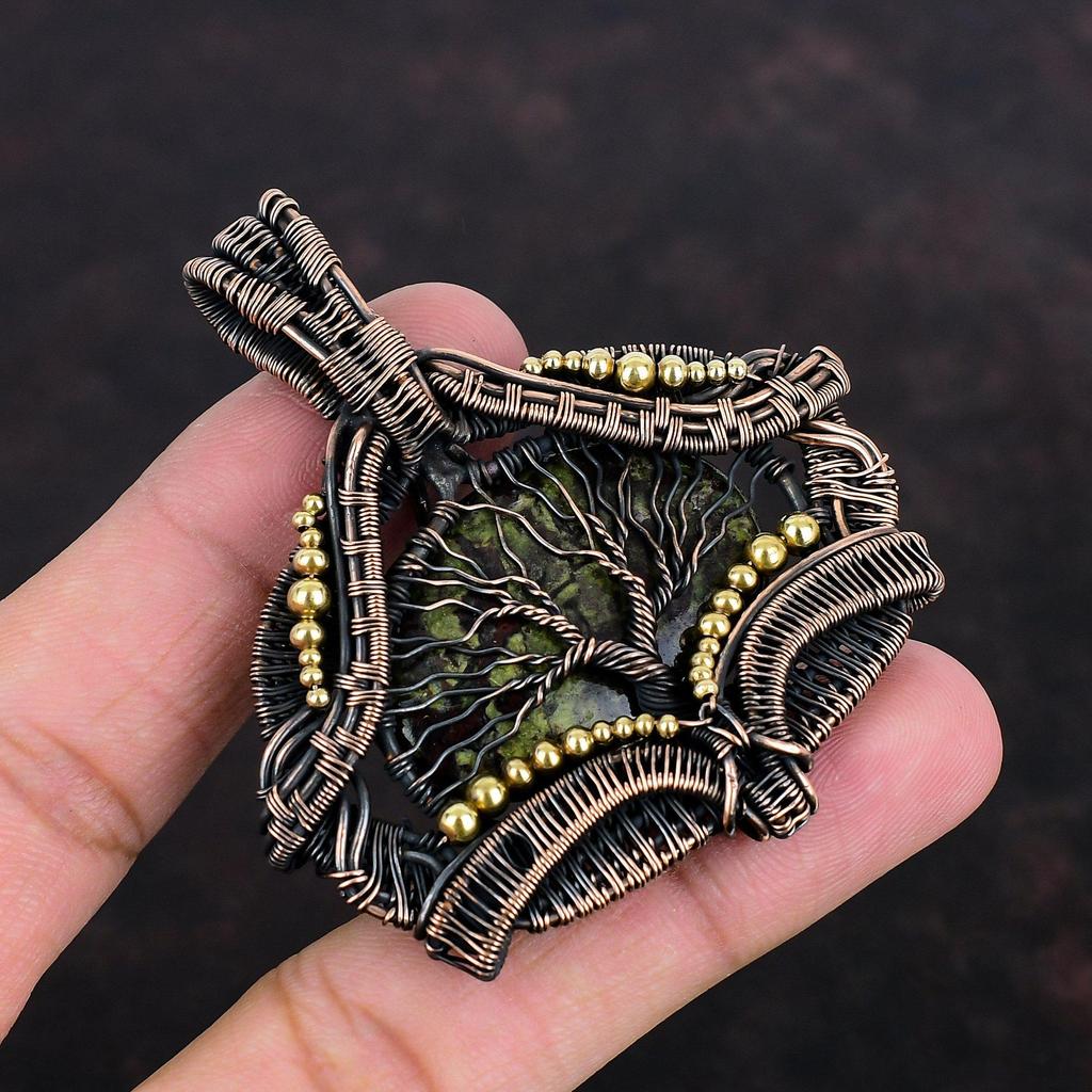 Tree Of Life Dragon Bloodstone Pendant Copper Wire Wrapped Gemstone Pendant Handmade Pendant Wedding Gifts Tree Of Life Copper Wire Jewelry