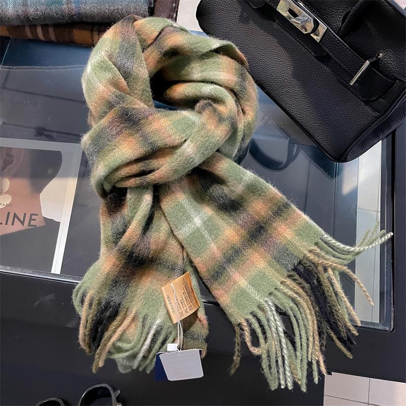 100% Wool Australian Pure Wool Plaid Scarf Winter Versatile Warm Couple Scarf