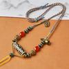 Плетеное вручную тибетское ожерелье из бусин Дзи с подвеской Тханка и шнуром в стиле Кила