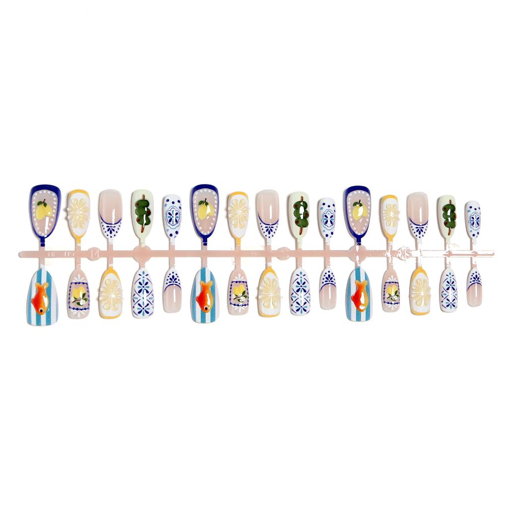 3D Three-dimensional Lemon Pulp Manicure Wearable Nails Handmade Glue 30 Pieces Manicure Fake Nails Wearable Nails