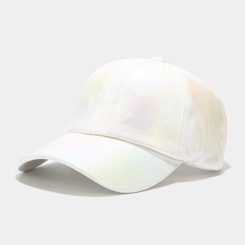 European and American Ins Pleated PU Baseball Cap Men's and Women's Street Trend Colorful Laser Cap Stage Hip Hop Hip Hop Cap
