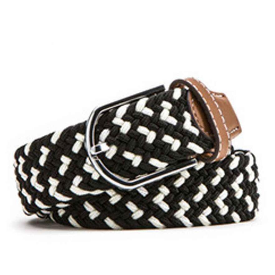 Мужской Женский Цветной Эластичный Растягивающийся Ремень Кожаный Конец и Серебряная Металлическая Пряжка Аксессуар для Джинсов Брюк
