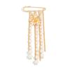 Flower Tie Collar Needle Pearl Multi-layer Chains Pin Tighten Waist Clip Long Tassel Brooch  Women