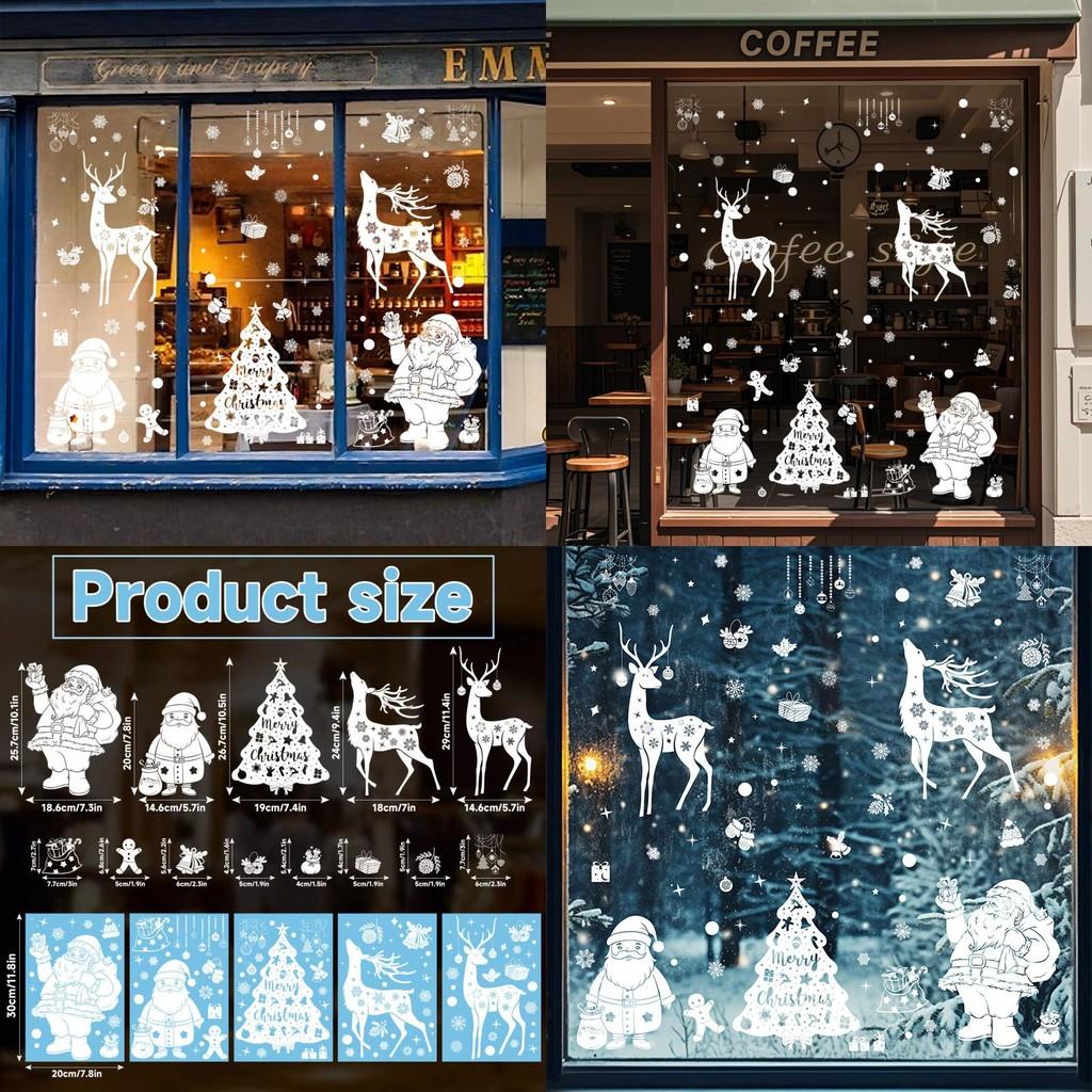 Clings Christmas Window Pvc Reindeer And Snowflake Decals Set Decoration Holiday