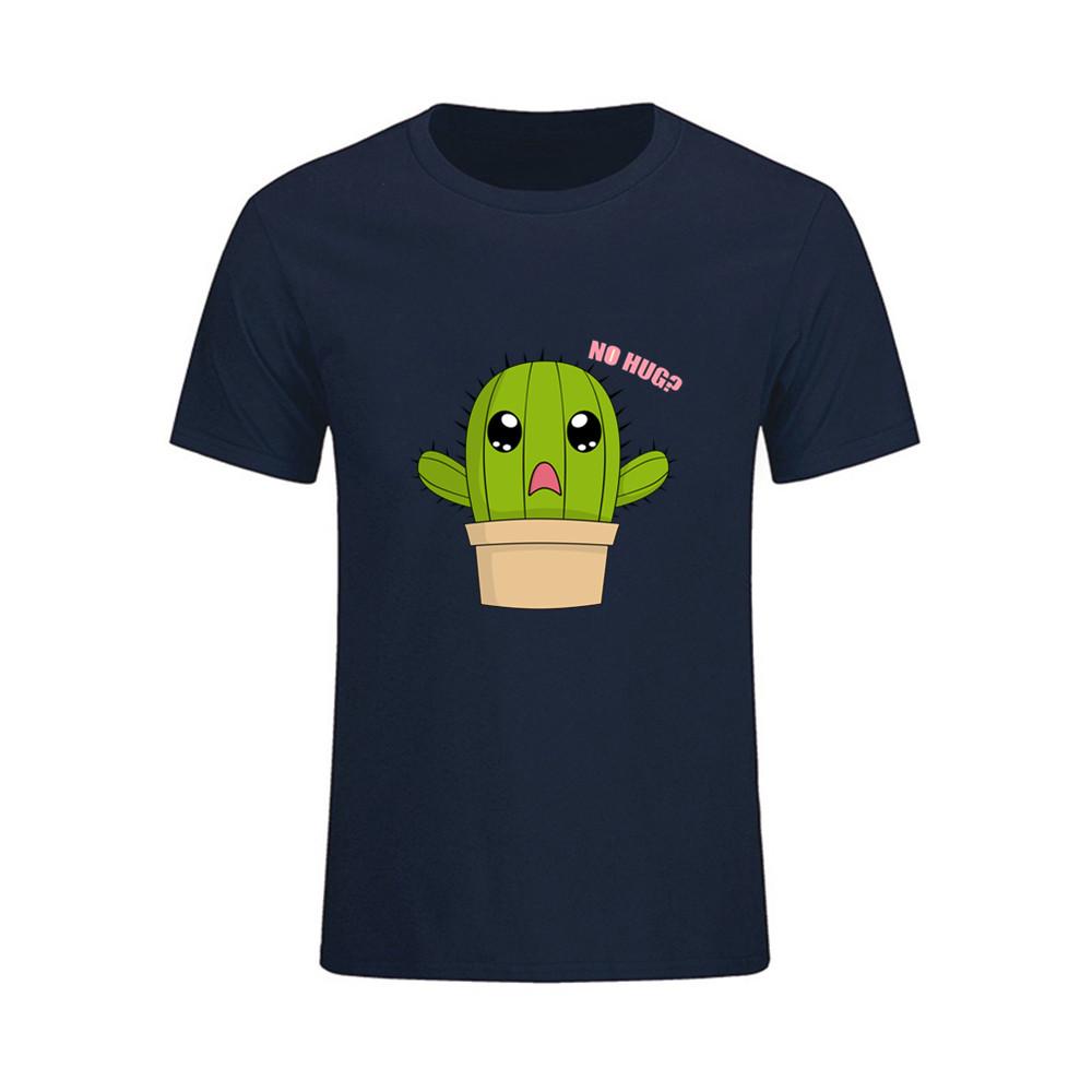 Crop Cactus Hug Pattern No Hug T Shirt Short Sleeve Custom T Shirts