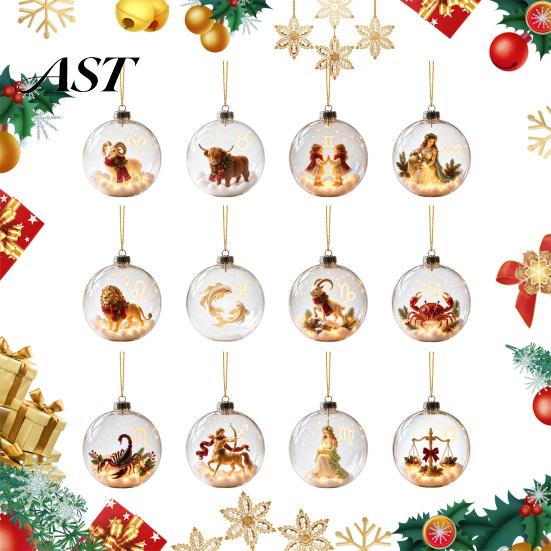 Timeless Holiday Keepsakes Zodiac Christmas Ornament, Twelve Sign Hanging Decoration, 2D Acrylic Tree Decorations Horoscope Pendant for Xmas