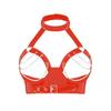 High Brightness PVC  Leather Sexy Hanging Neck And Exposed Chest Sexy Bra Without Odor