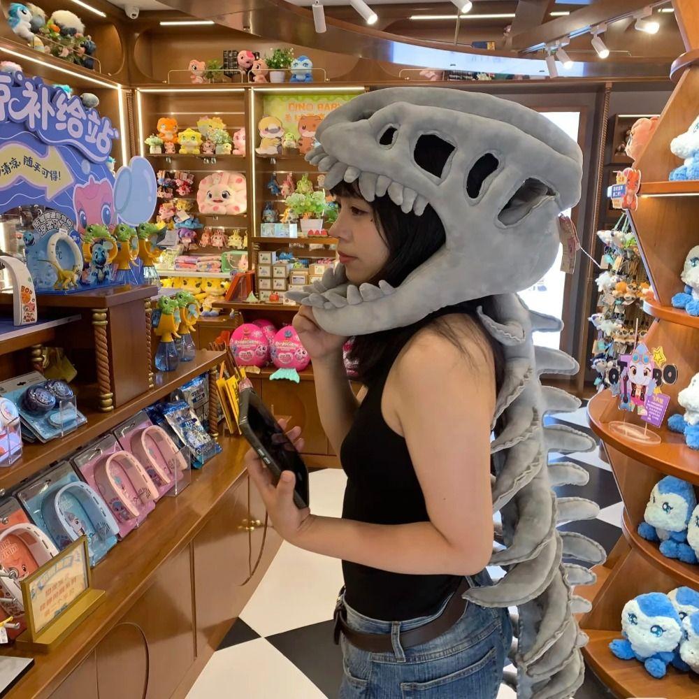 Wearable Funny Cosplay Headwear Exoskeleton Design Plush Dinosaur Costume Carnival Event