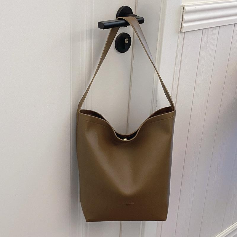 Однотонная сумка-тоут, высокая стоимость, большая вместимость, универсальная сумка через плечо, женская сумка-ведро, повседневная, простая