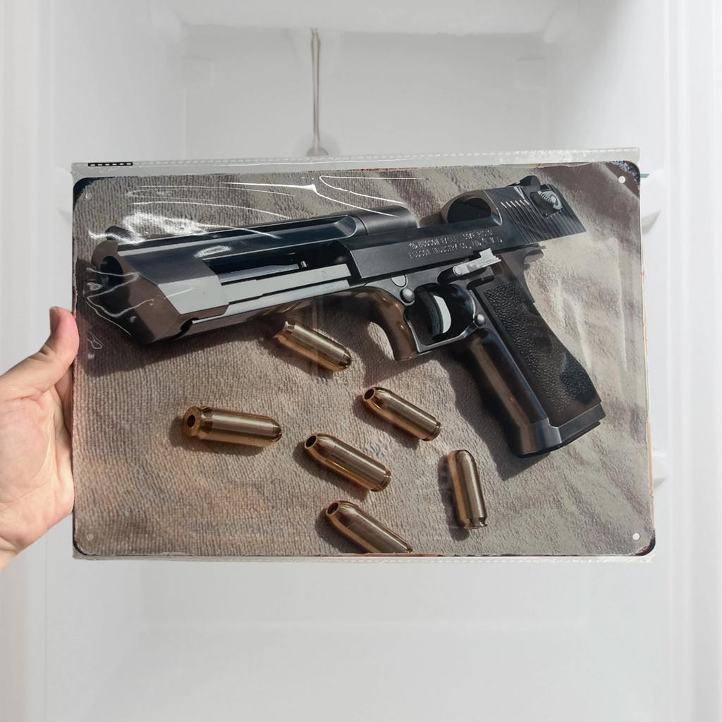 HD НОВЫЙ Металлический знак с жестяной росписью пистолета Винтажный постер Домашняя гостиная Бар Клуб Вечеринка Искусство Пещера для мужчины Настенный декор Декоративная живопись