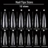 240Pcs XL Stiletto Nail Tips Clear Fake Nails Extra Long Stiletto Nail Full Cover Artificial Fingernail Extension Tool