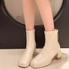 Fashion 2024 Autumn New Women's Back Zipper Square Toe Ankle Boots Fashion Women's High Heel Solid Color Fashion Boots