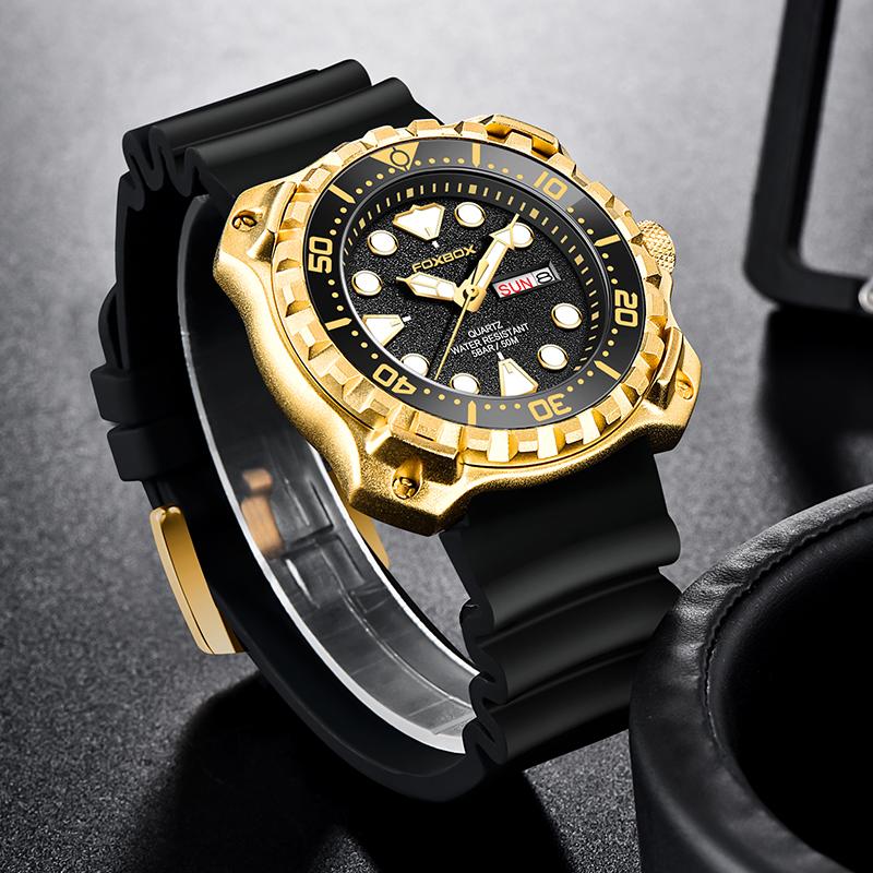 Модные мужские часы, лучший бренд, роскошные спортивные часы с большим циферблатом для мужчин, водонепроницаемые светящиеся часы, кварцевые часы с датой