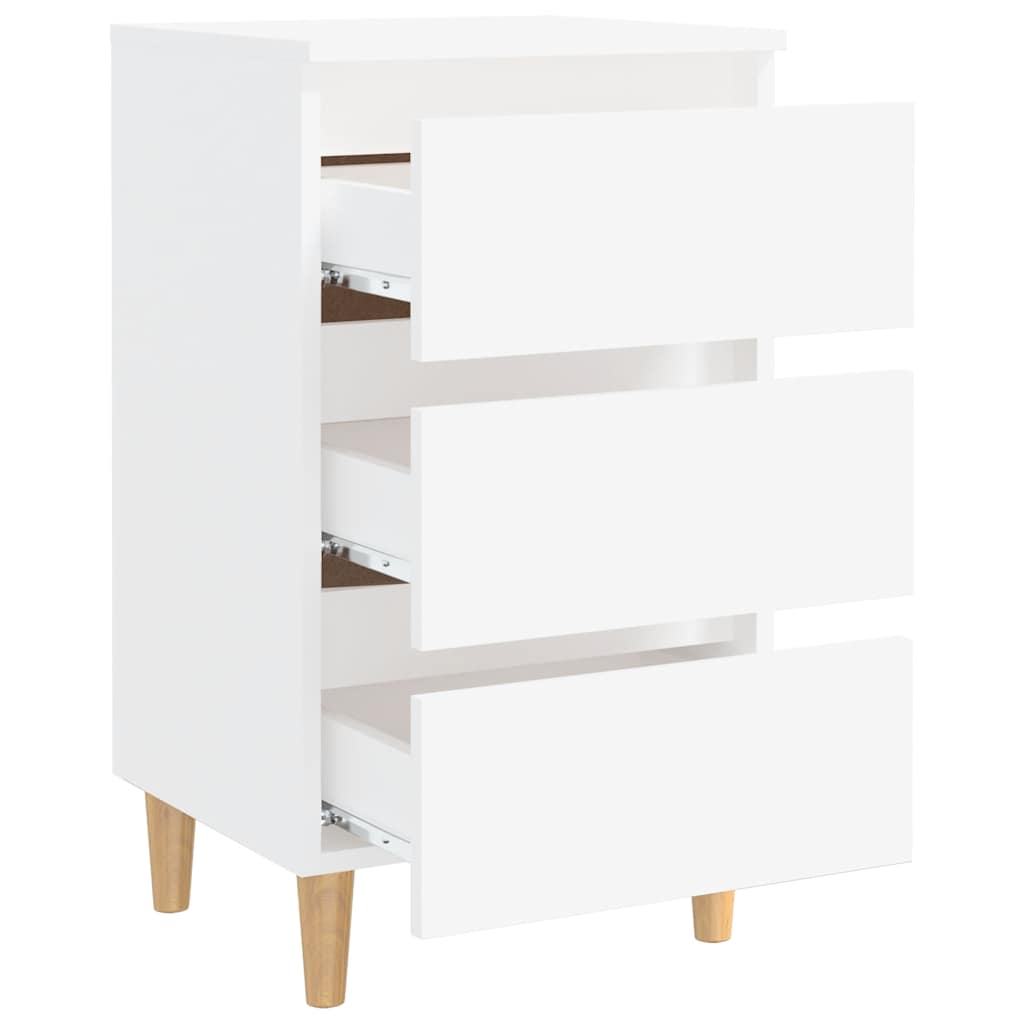 Nightstand with Solid Wood Legs White 40 x 35 x 69 cm