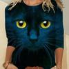 Women Blouse Top Cat Chasing The Moon Print Shirt Plus Size 5XL Casual Black Shirts Long Sleeve Funny Cartoon Tees Female