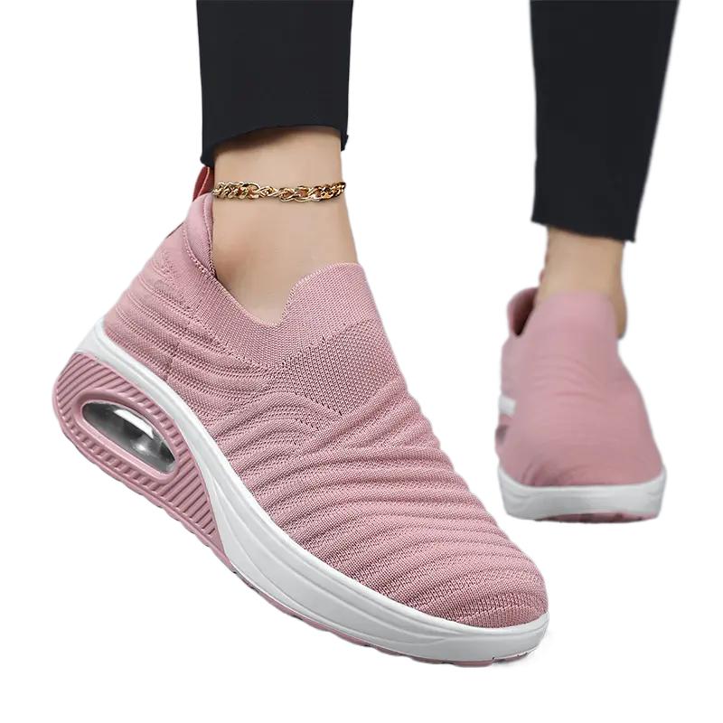 Fashion Women Walking Shoes Air Cushion Non Slip Orthopedic Shoes Ladies Platform Mules Breathable Wedge Female Sneakers 2025 Size 42