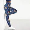 Womens Beautiful Blue Flowers Prints Stretch Yoga Leggings Fitness Running Gym Sports Active Pants