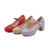 Women Glitter Golden Pumps Chunky Block Heels Platform Mary Jane Sequined Silver Shoes Woman Wedding Party 43