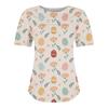 Ladies' Fashionable Printed Round Neck Pleated Short Sleeved Shirt