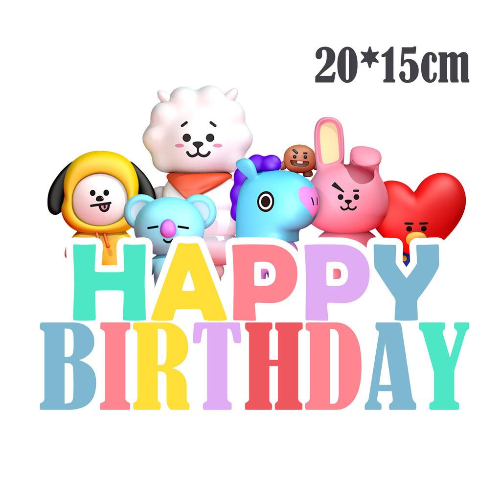 Набор принадлежностей для дня рождения в стиле BTS с яркими украшениями Bangtan Boys