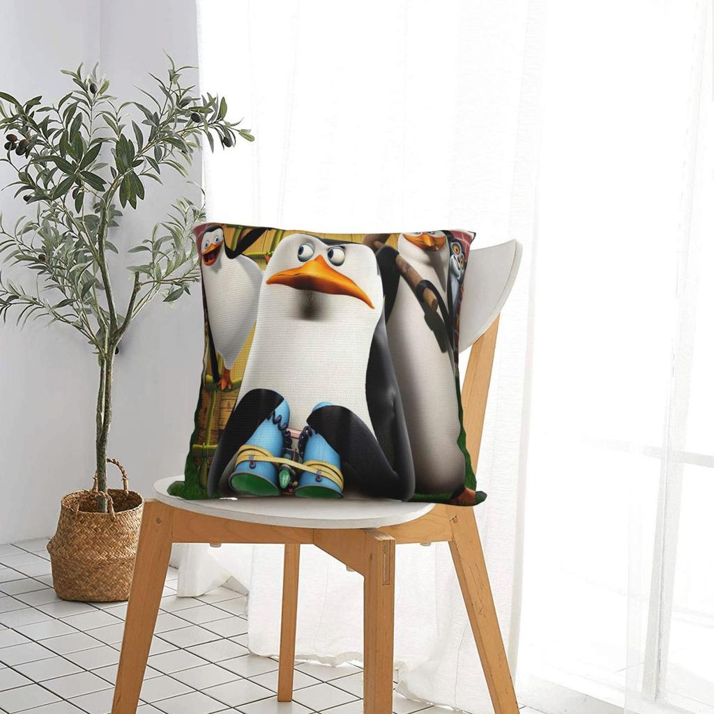 Pose Penguins Of Madagascar Square Pillowcase Pillow Cover Cushion Throw Pillow for Home Sofa Living Room