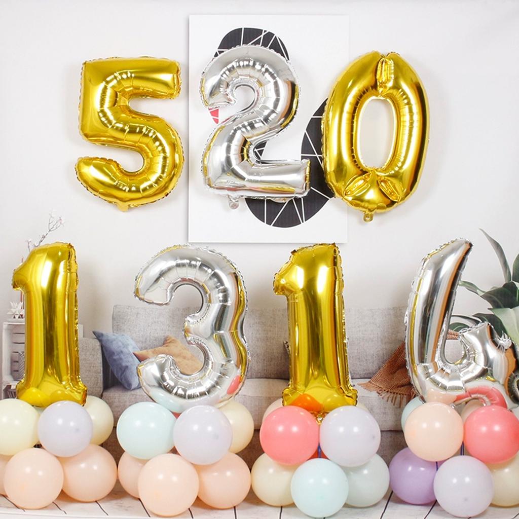 Алюминиевая пленка фольгированный воздушный шар с цифрами Широкое применение Безопасные и прочные цифры 0-9 фольгированные шары