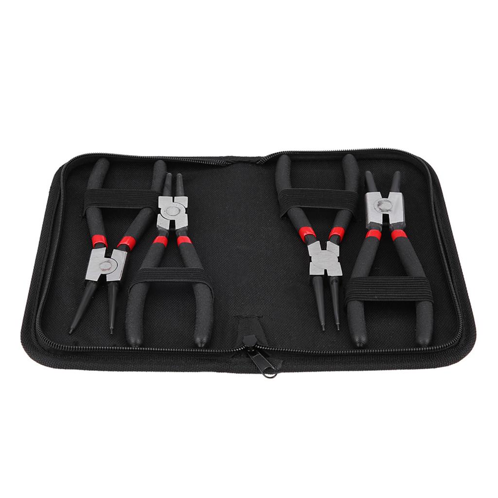 Набор 7-дюймовых клещей для стопорных колец, 4 штуки, внутренние, внешние, изогнутые, прямые губки, нескользящая рукоятка, инструмент для ремонта автотехники