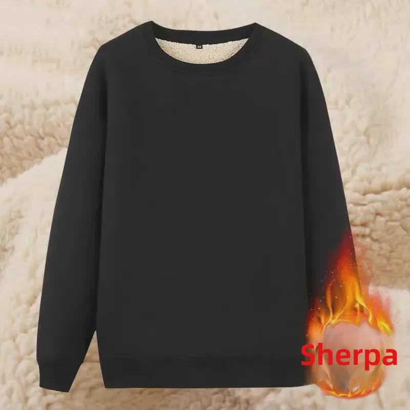 Мужской зимний бархатный свитер из овчины с круглым вырезом - плотная, красивая и свободная куртка с длинными рукавами