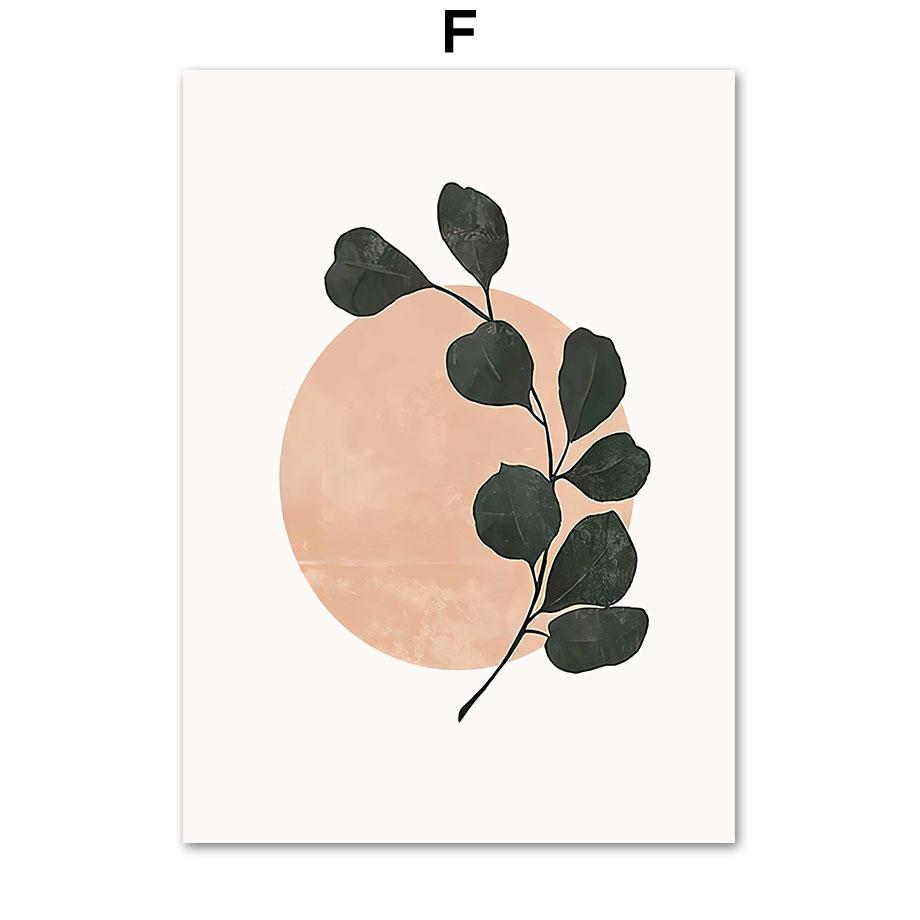 Beige Abstract Line Drawing Leaf Sun Natural Plant Boho Posters And Prints Canvas Painting Wall Art Pictures Living Room Decor