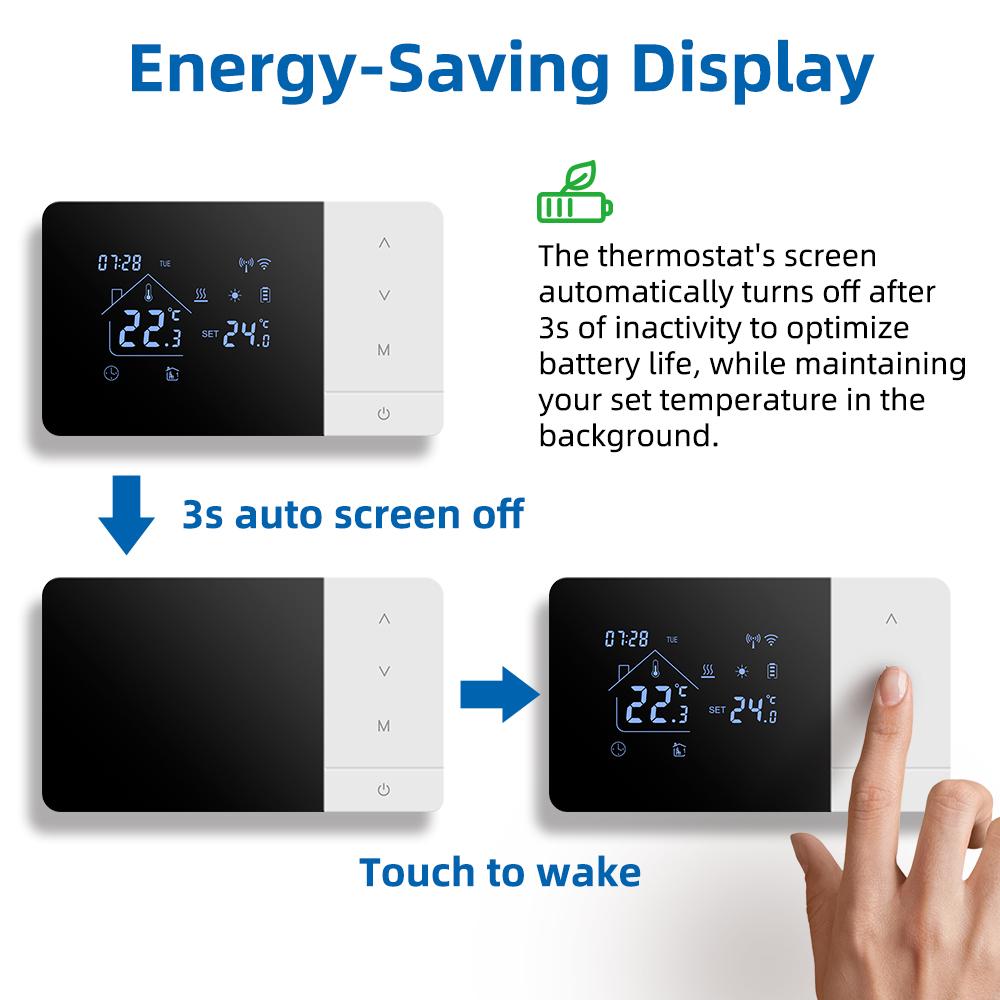 Smart Tuya WiFi Thermostat for Gas Boiler Heating /Cooling Powered by Battery/USB Works With Alexa Google Home Daily Programable