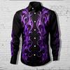 Men's Purple Flame Printed Long Sleeve Shirts Casual Cardigan New Button Holiday Fashion Shirts