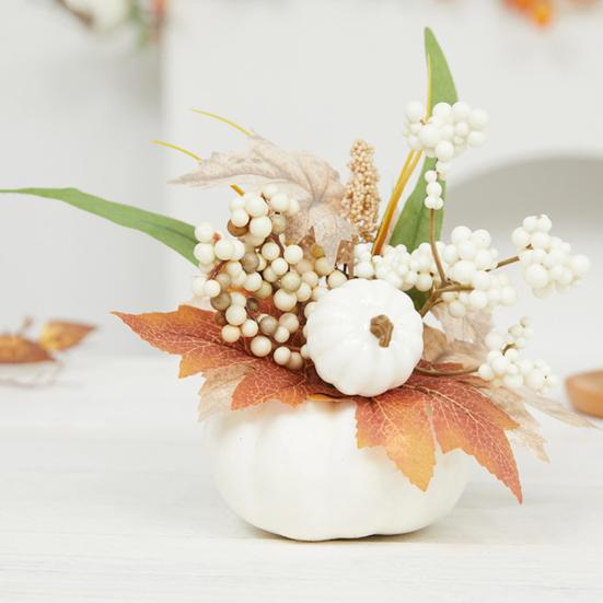 Пенопластовые тыквенные осенние украшения из тыквы с реалистичными кленовыми листьями и ягодами, центральные элементы стола, декор для Дня благодарения, столовая, кухня