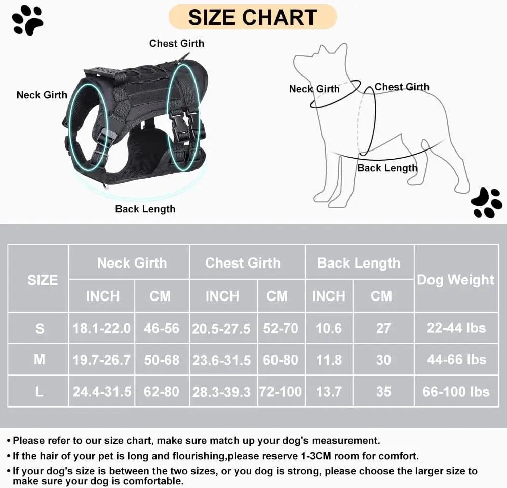 Tactical Dog Harness Military Pet German Shepherd Pet Training Vest Adjustable Dog Harness for Small Medium Large Dogs